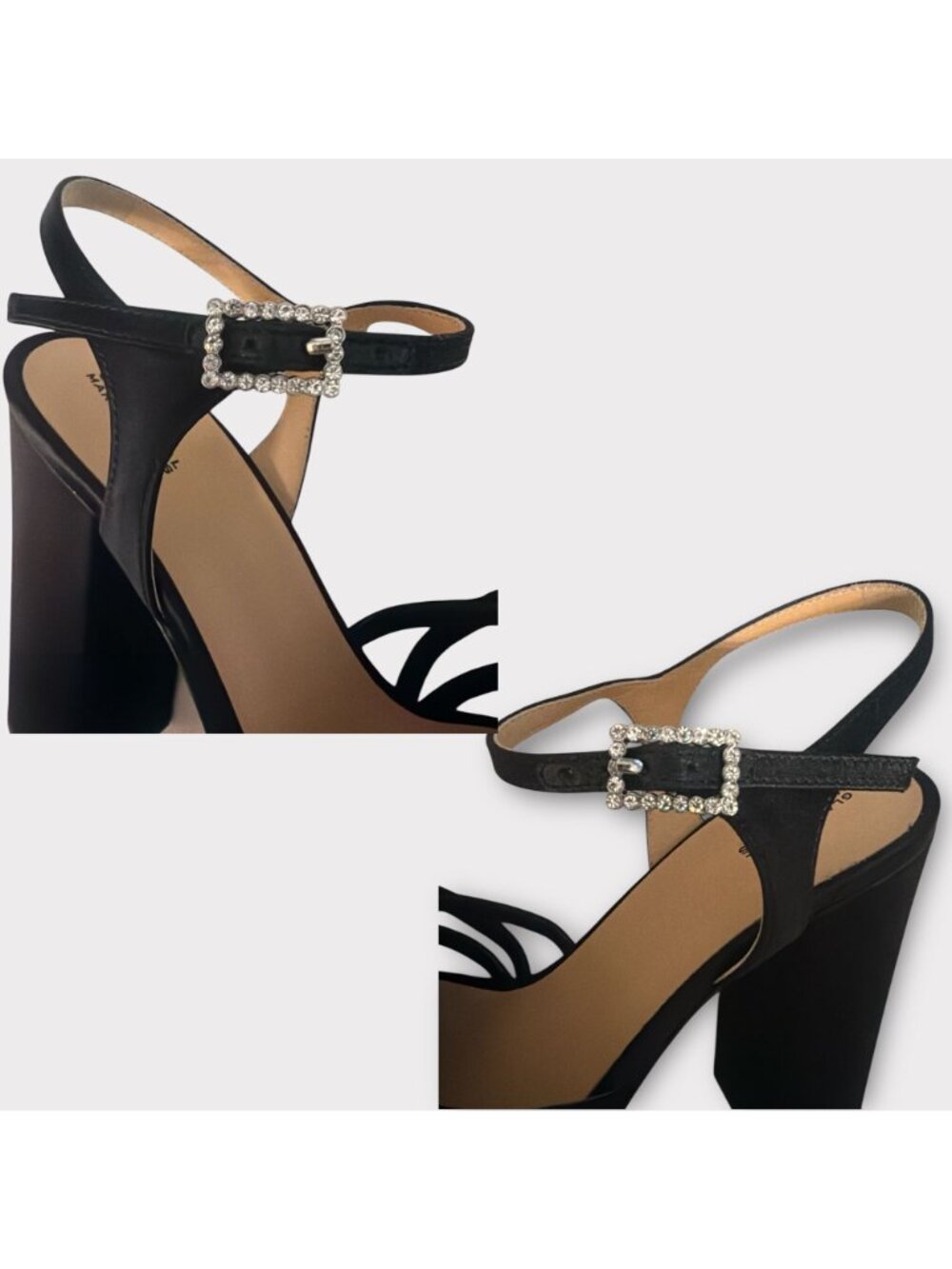 Marc Jacobs The Gram Sandal Women 8.5 Black Satin Crystal Formal Heel Platform - Picture 8 of 12